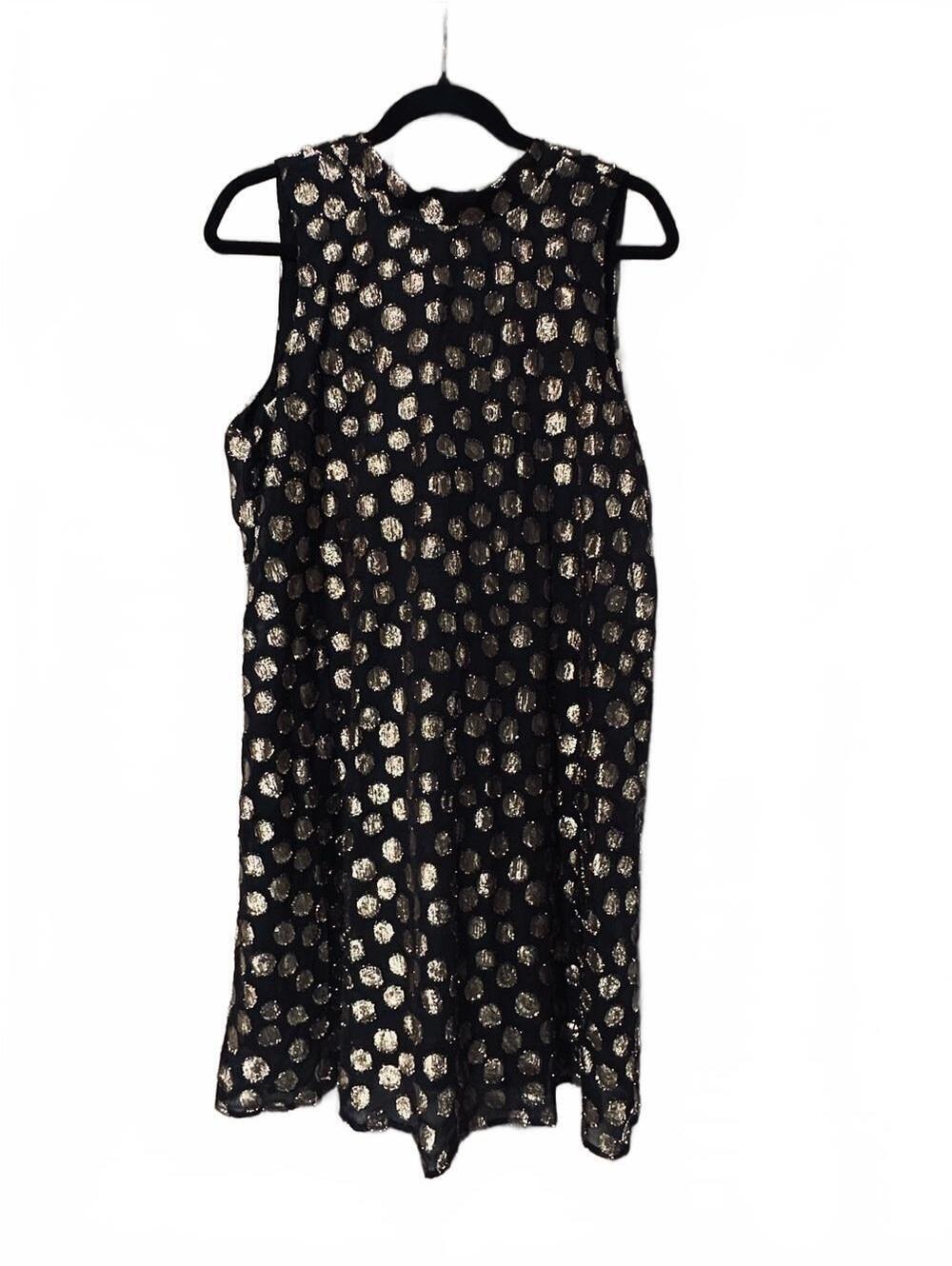 Vintage Robbie Bee Black Dress with Gold Polka Dots